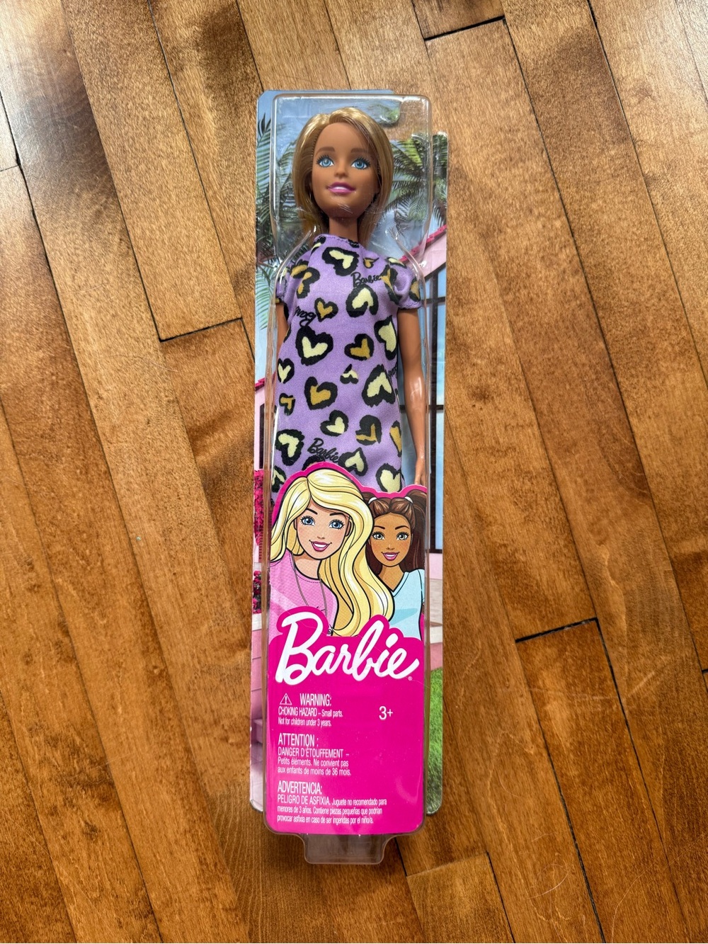 Barbie Doll in Lavender Dress with Black and Yellow Hearts